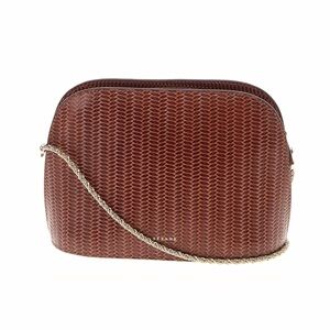 Sezane Victor Leather Crossbody Bag in Woven Chocolate